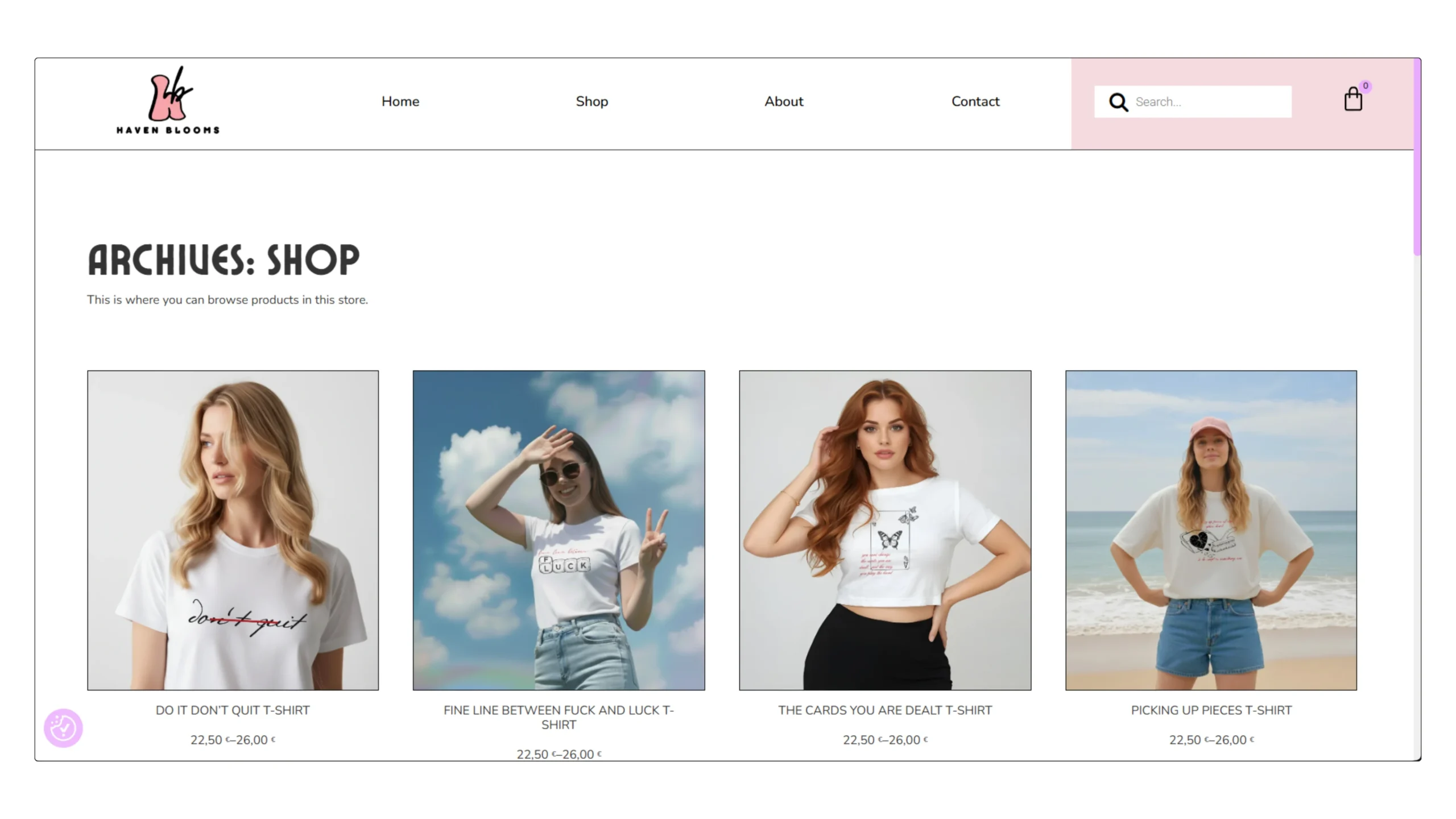 HavenBlooms, site web ecommerce réalisé par Sharon - sharondesign.fr