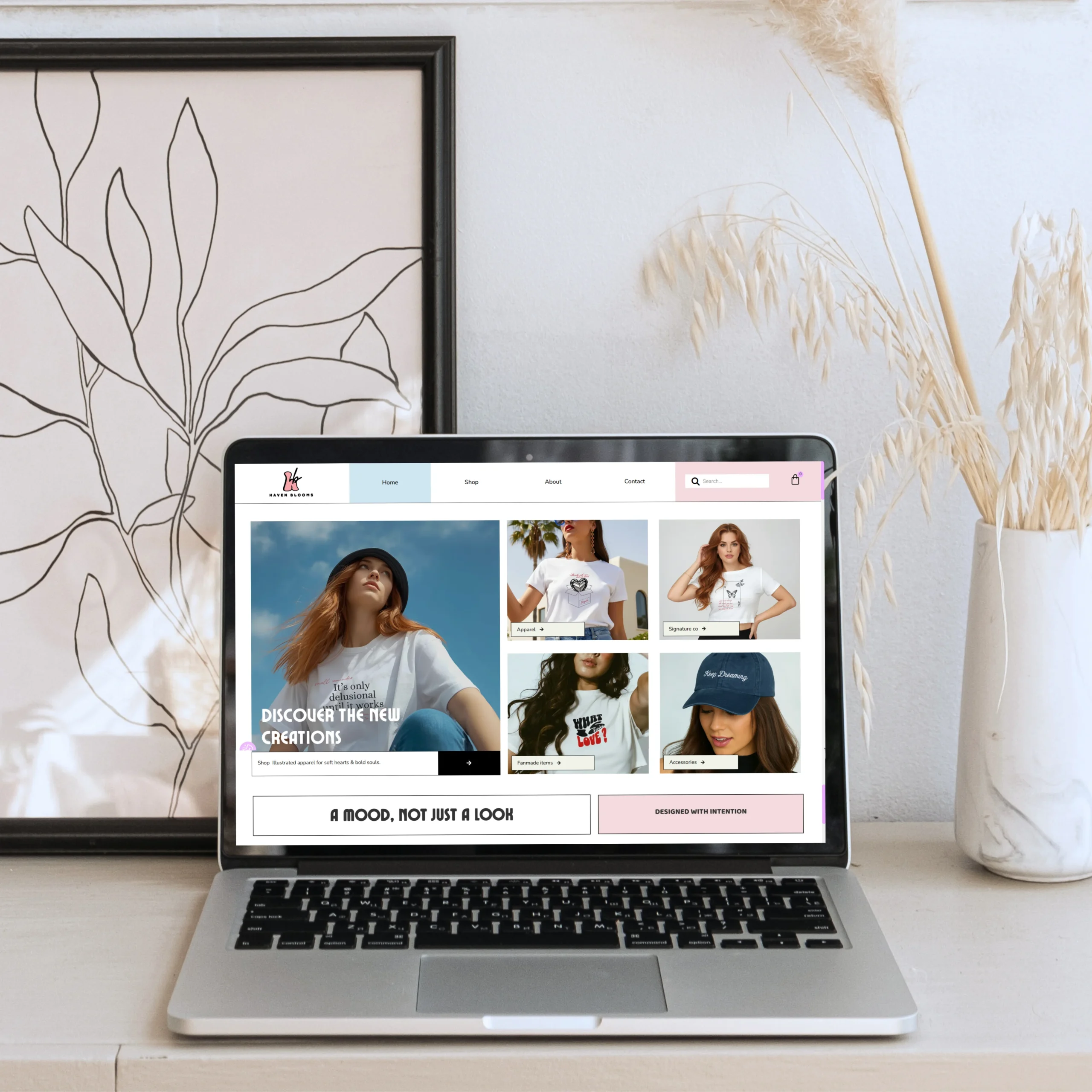 HavenBlooms, site web ecommerce réalisé par Sharon - sharondesign.fr