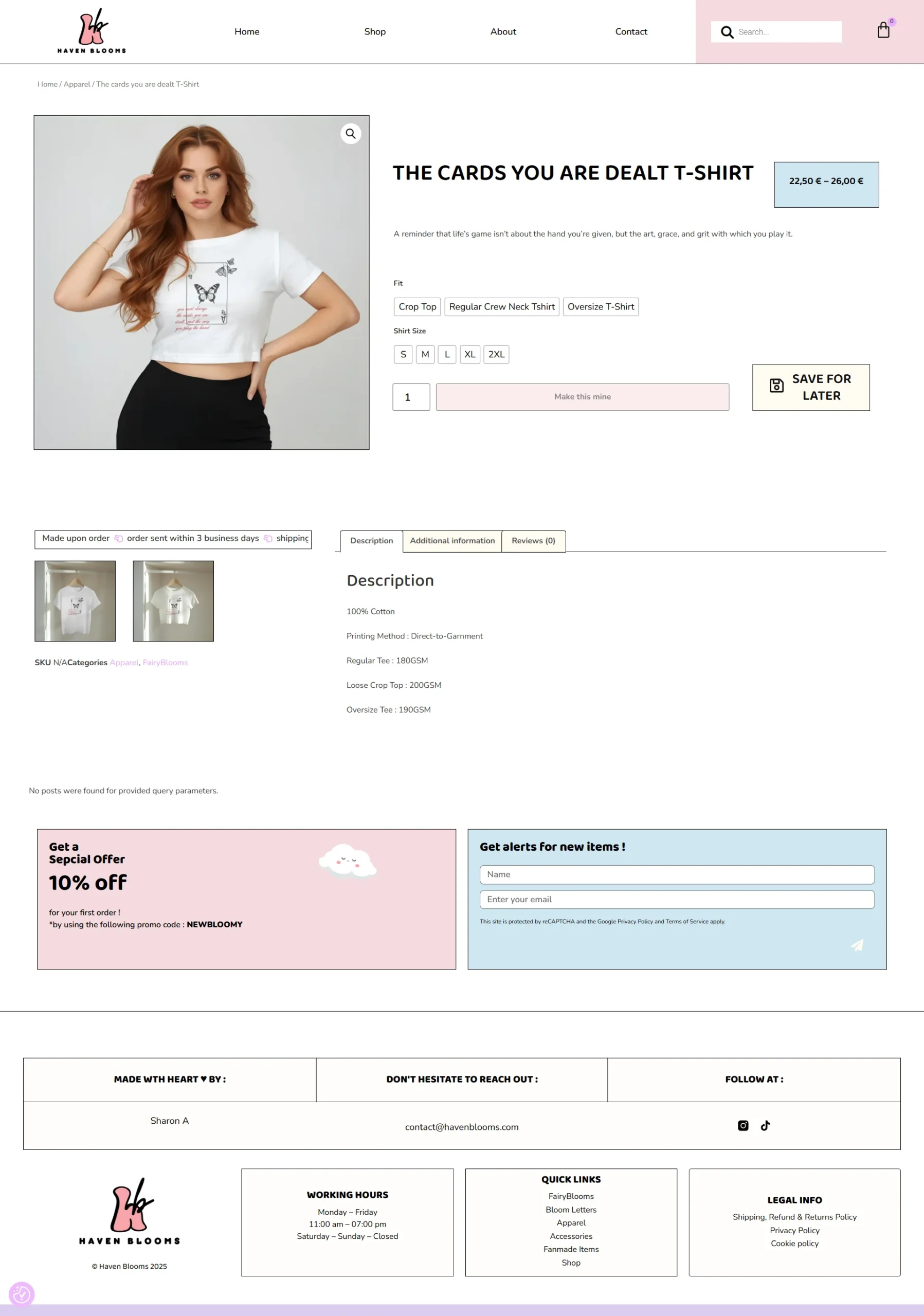 HavenBlooms, site web ecommerce réalisé par Sharon - sharondesign.fr